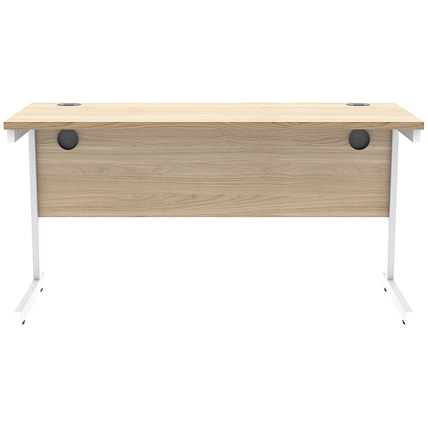 Astin 1400mm Slim Rectangular Desk, White Cantilever Legs, Oak