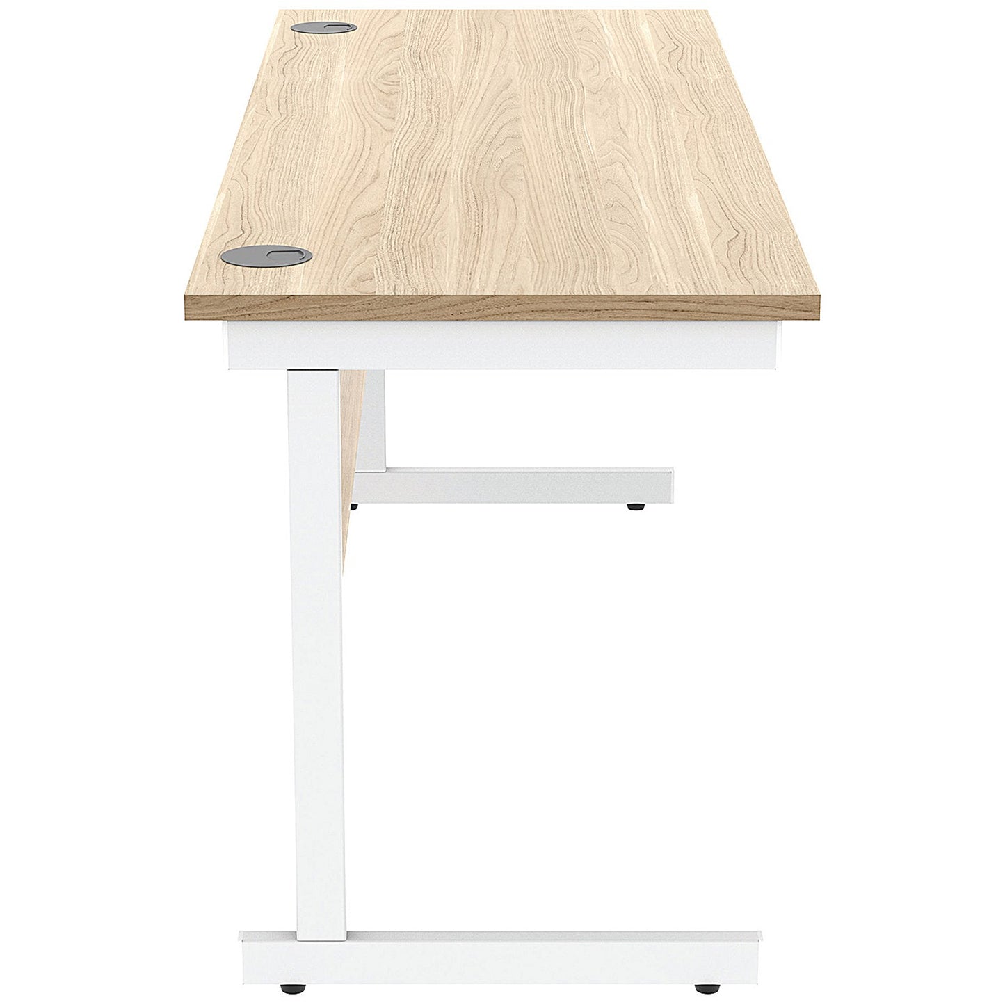 Astin 1600mm Slim Rectangular Desk, White Cantilever Legs, Oak