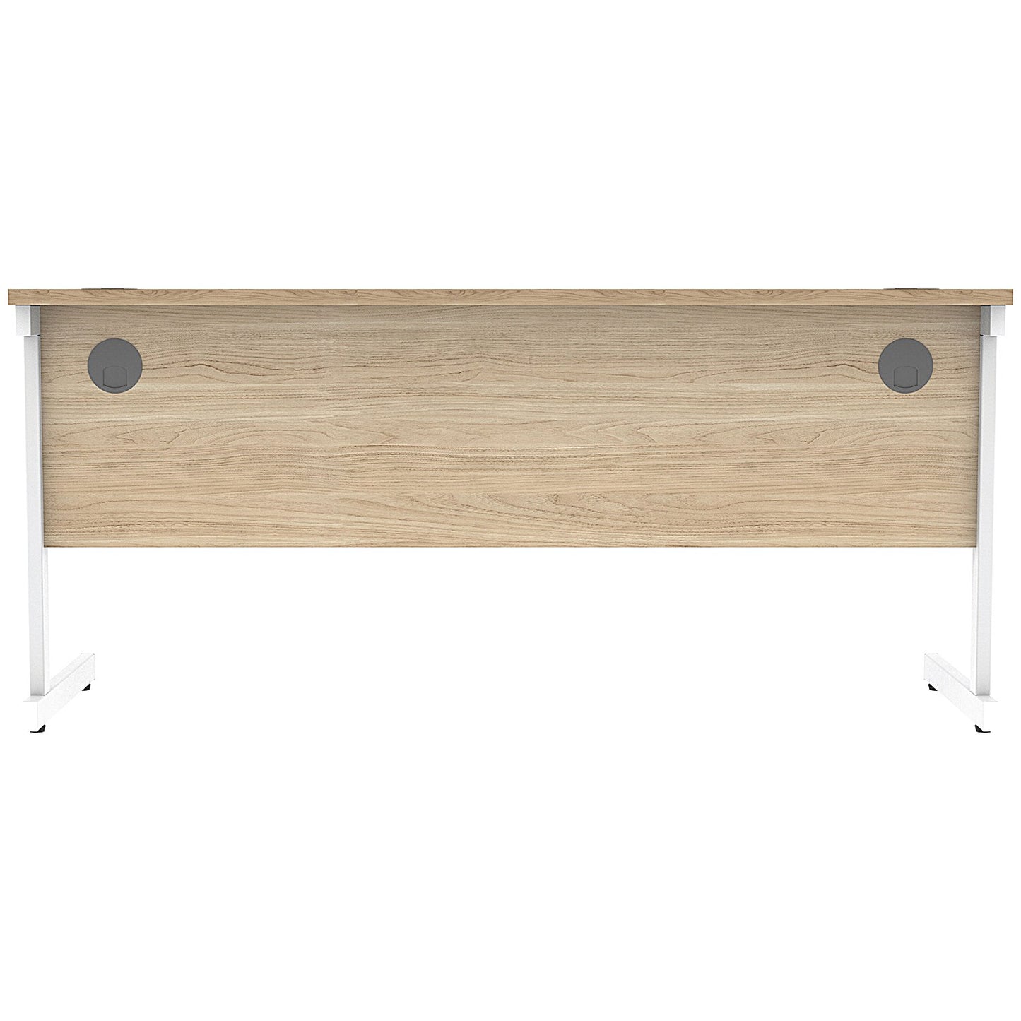 Astin 1600mm Slim Rectangular Desk, White Cantilever Legs, Oak