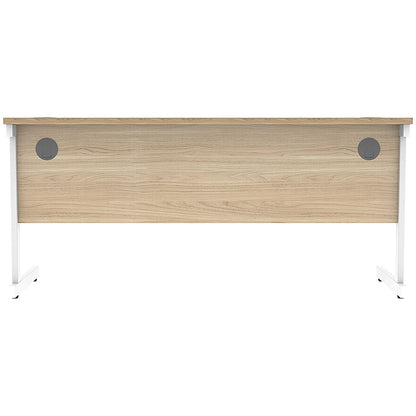 Astin 1600mm Slim Rectangular Desk, White Cantilever Legs, Oak
