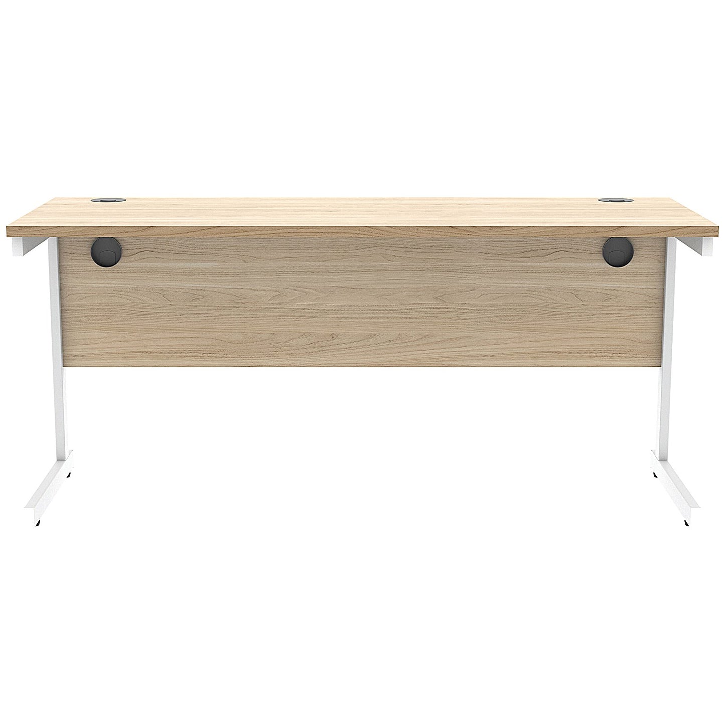 Astin 1600mm Slim Rectangular Desk, White Cantilever Legs, Oak