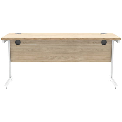 Astin 1600mm Slim Rectangular Desk, White Cantilever Legs, Oak