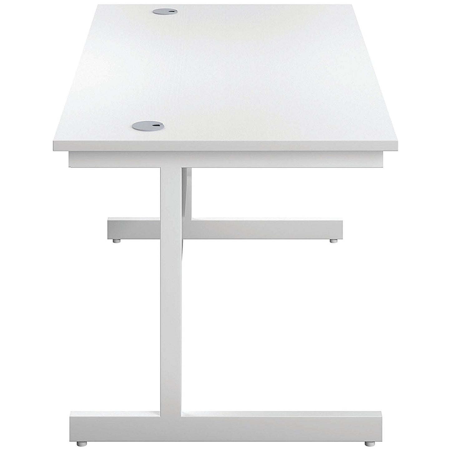 First Rectangular Desk, 1600mm Wide, White Cantilever Legs, White