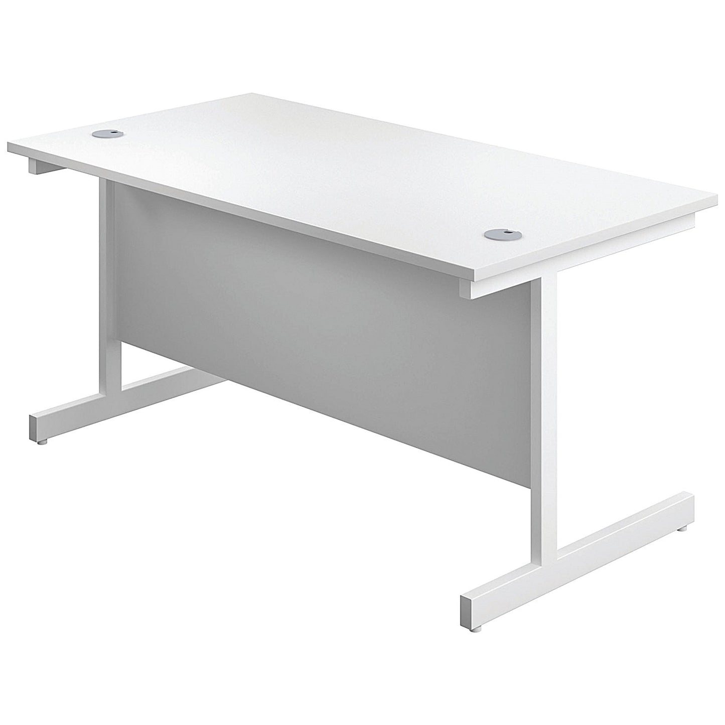 First Rectangular Desk, 1600mm Wide, White Cantilever Legs, White