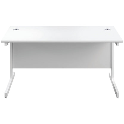 First Rectangular Desk, 1600mm Wide, White Cantilever Legs, White