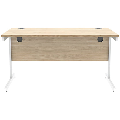 Astin 1400mm Rectangular Desk, White Cantilever Legs, Oak