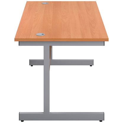First Rectangular Desk, 1800mm Wide, Silver Cantilever Legs, Beech