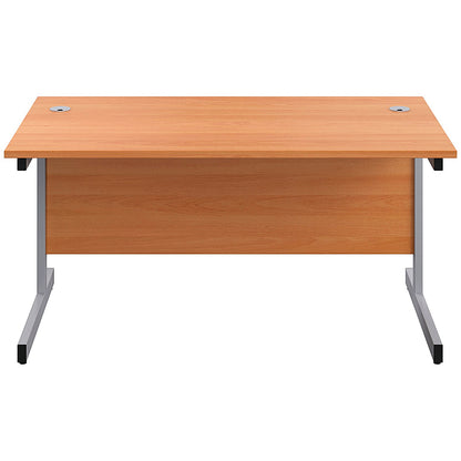 First Rectangular Desk, 1800mm Wide, Silver Cantilever Legs, Beech