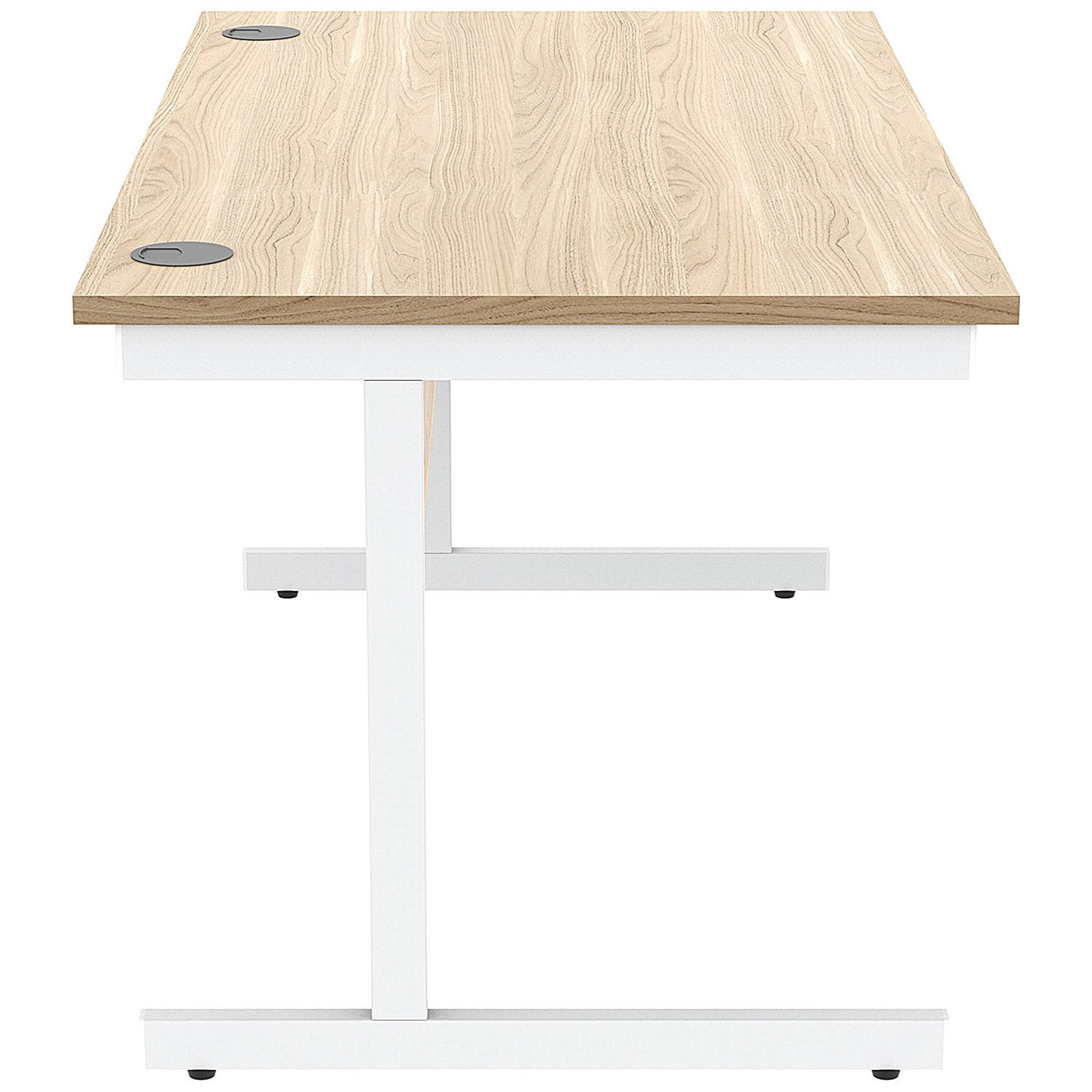 Astin 1600mm Rectangular Desk, White Cantilever Legs, Oak