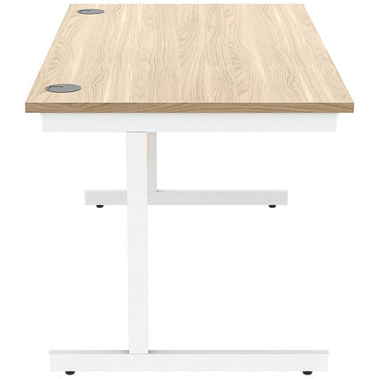 Astin 1600mm Rectangular Desk, White Cantilever Legs, Oak