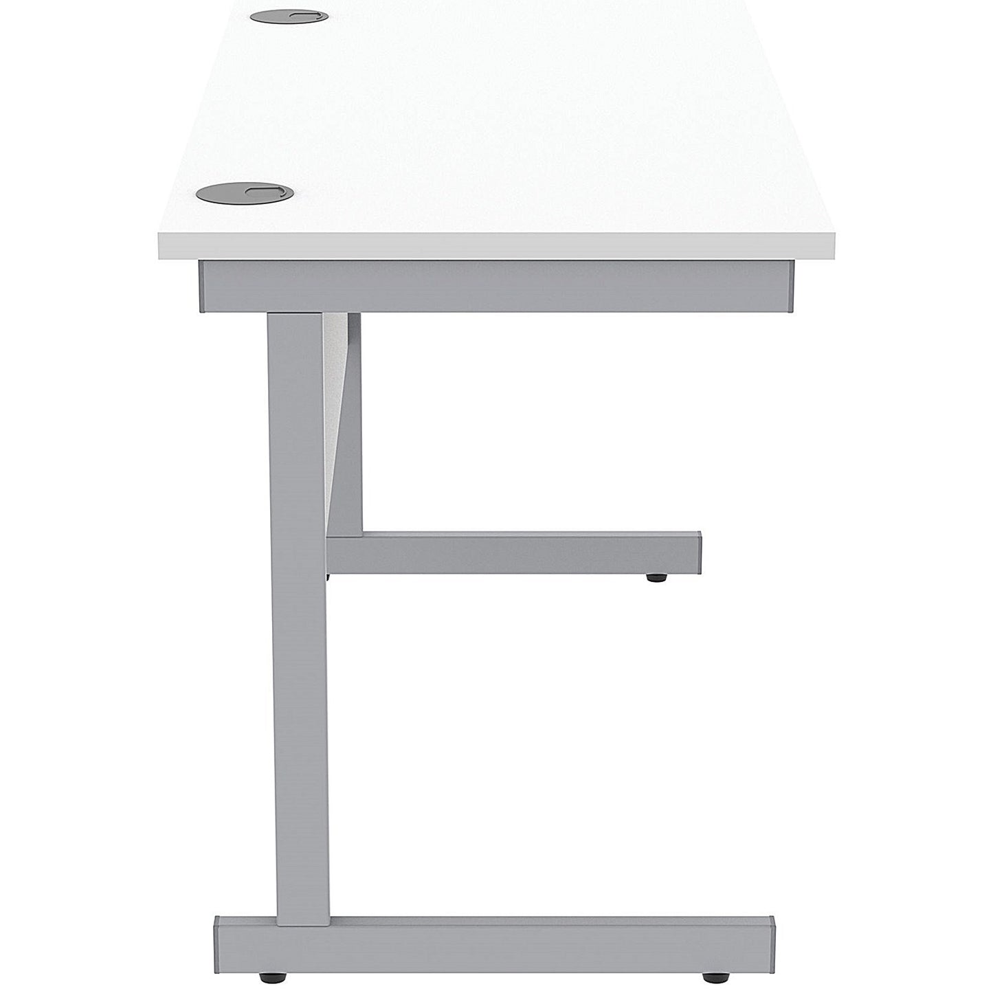 Astin 1200mm Slim Rectangular Desk, Silver Cantilever Legs, White