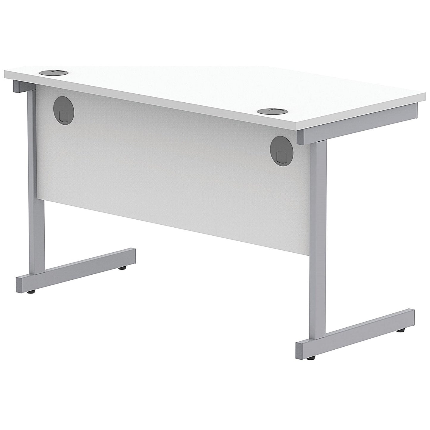Astin 1200mm Slim Rectangular Desk, Silver Cantilever Legs, White