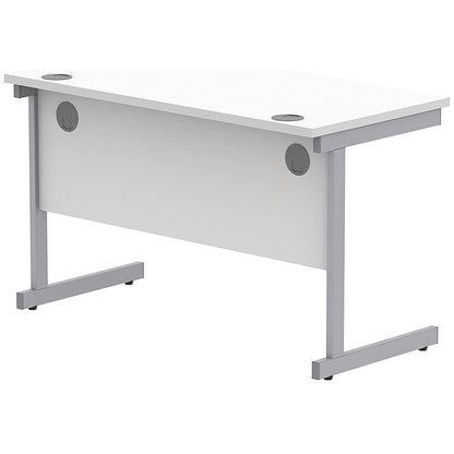 Astin 1200mm Slim Rectangular Desk, Silver Cantilever Legs, White