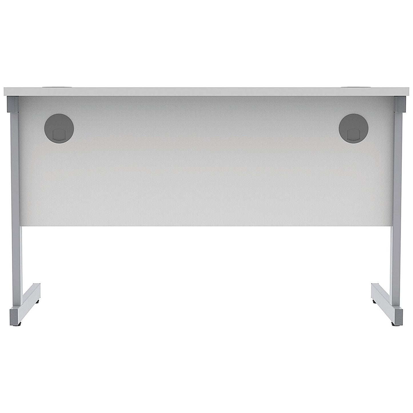 Astin 1200mm Slim Rectangular Desk, Silver Cantilever Legs, White