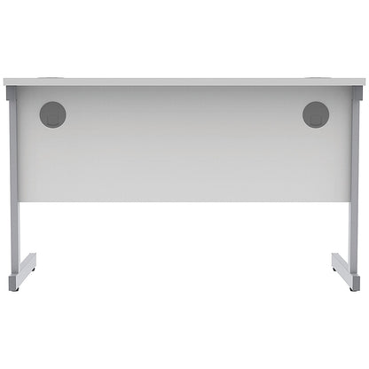 Astin 1200mm Slim Rectangular Desk, Silver Cantilever Legs, White