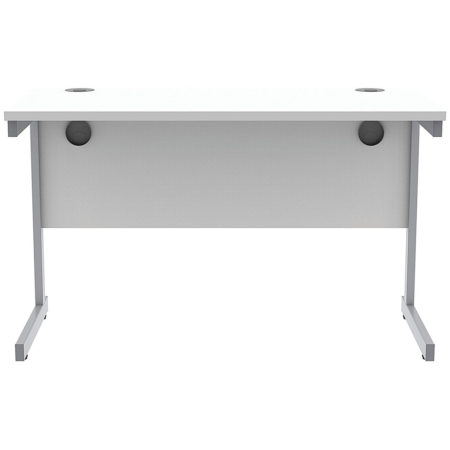 Astin 1200mm Slim Rectangular Desk, Silver Cantilever Legs, White