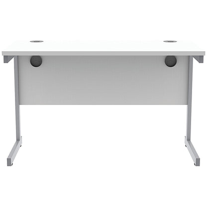 Astin 1200mm Slim Rectangular Desk, Silver Cantilever Legs, White