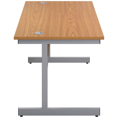 First Rectangular Desk, 1800mm Wide, Silver Cantilever Legs, Oak