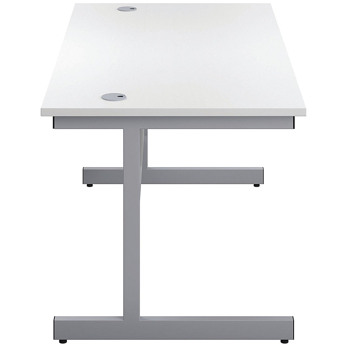 First Rectangular Desk, 1800mm Wide, Silver Cantilever Legs, White