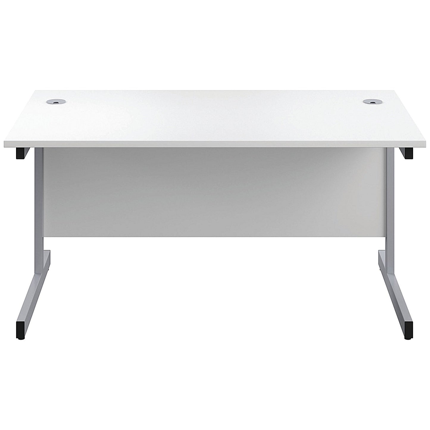 First Rectangular Desk, 1800mm Wide, Silver Cantilever Legs, White