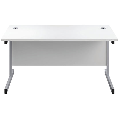 First Rectangular Desk, 1800mm Wide, Silver Cantilever Legs, White
