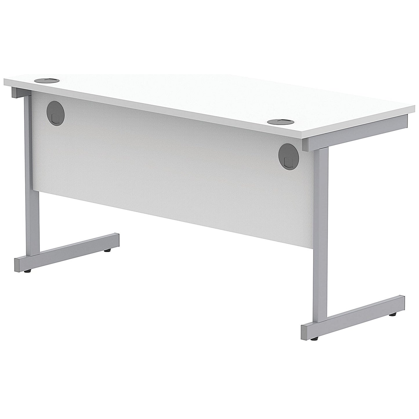 Astin 1400mm Slim Rectangular Desk, Silver Cantilever Legs, White