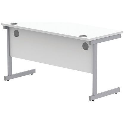 Astin 1400mm Slim Rectangular Desk, Silver Cantilever Legs, White