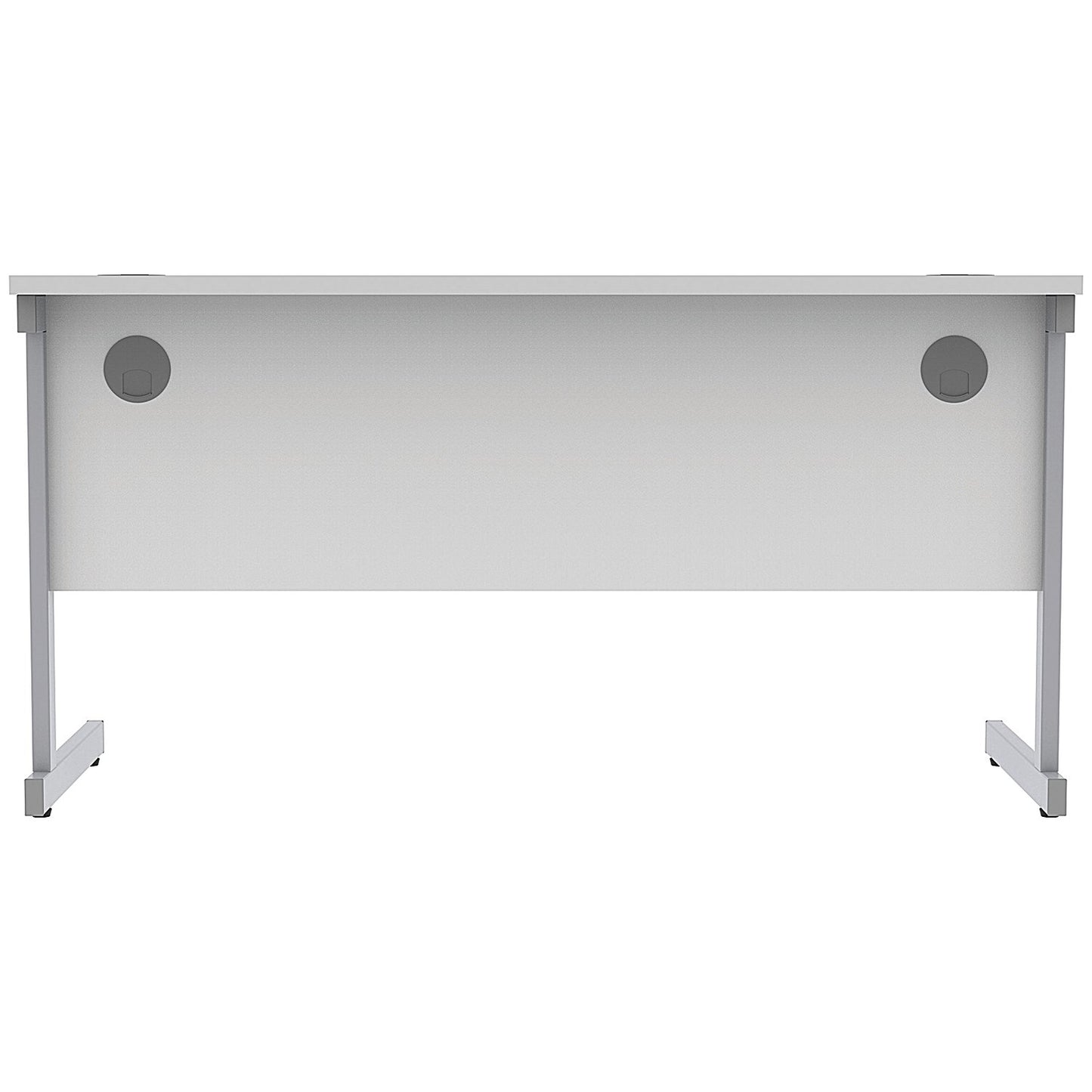 Astin 1400mm Slim Rectangular Desk, Silver Cantilever Legs, White