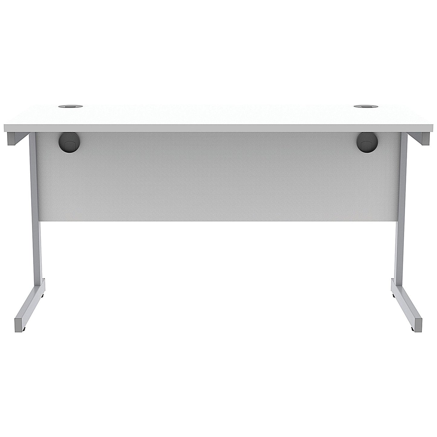Astin 1400mm Slim Rectangular Desk, Silver Cantilever Legs, White
