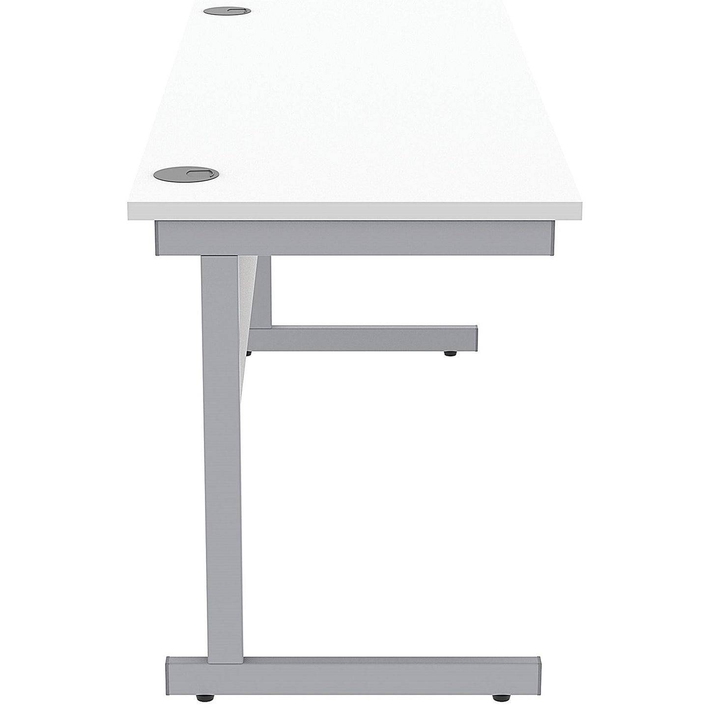Astin 1600mm Slim Rectangular Desk, Silver Cantilever Legs, White