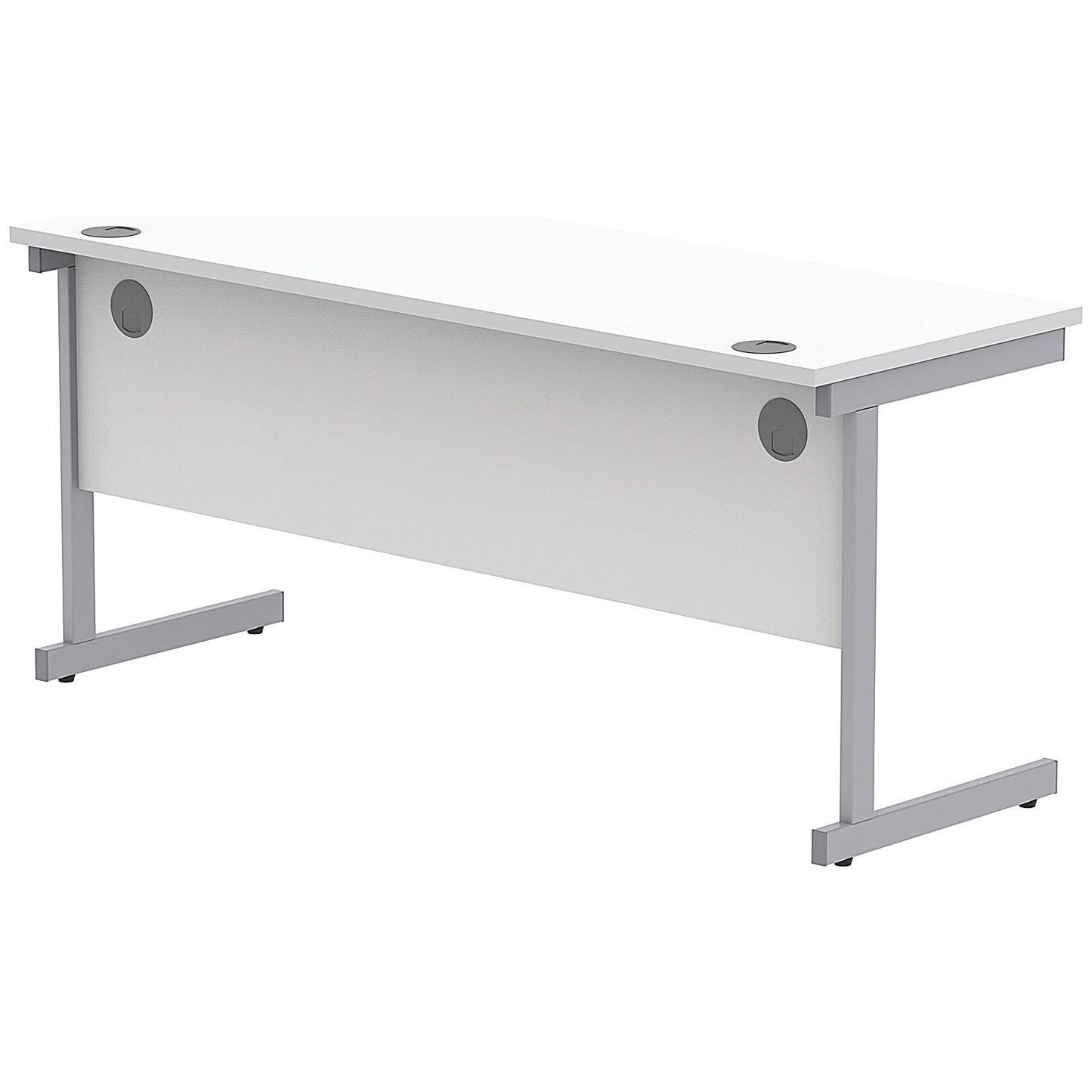 Astin 1600mm Slim Rectangular Desk, Silver Cantilever Legs, White