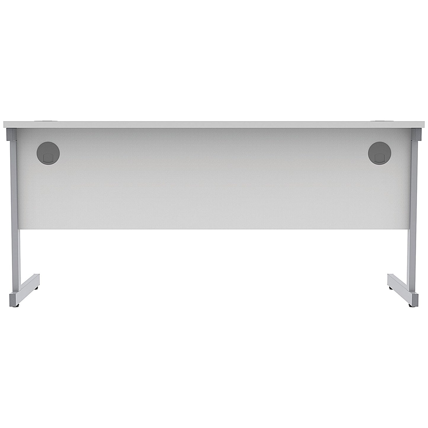 Astin 1600mm Slim Rectangular Desk, Silver Cantilever Legs, White