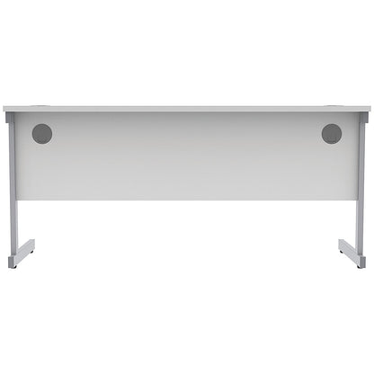 Astin 1600mm Slim Rectangular Desk, Silver Cantilever Legs, White