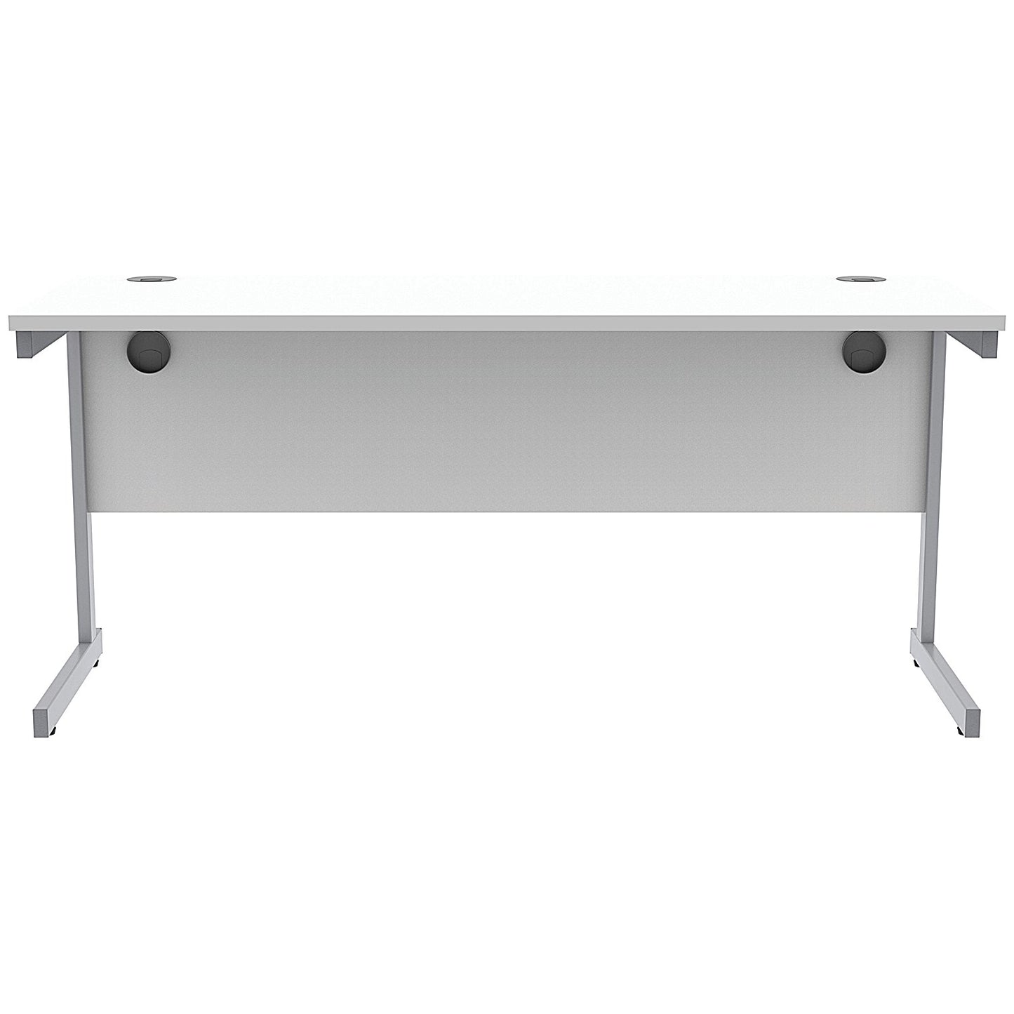 Astin 1600mm Slim Rectangular Desk, Silver Cantilever Legs, White