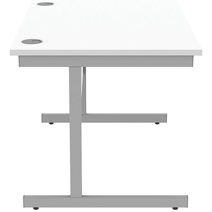 Astin 1200mm Rectangular Desk, Silver Cantilever Legs, White
