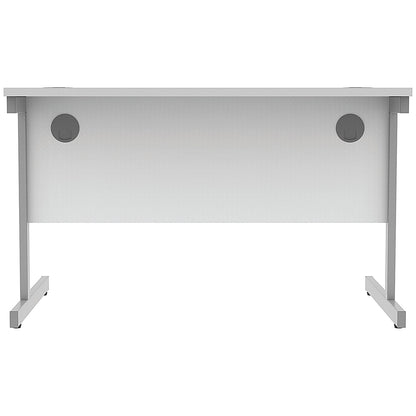Astin 1200mm Rectangular Desk, Silver Cantilever Legs, White