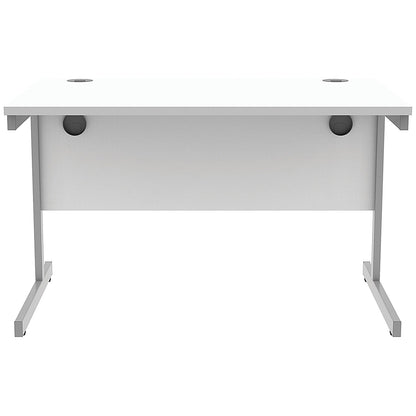 Astin 1200mm Rectangular Desk, Silver Cantilever Legs, White