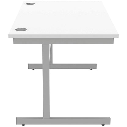 Astin 1400mm Rectangular Desk, Silver Cantilever Legs, White