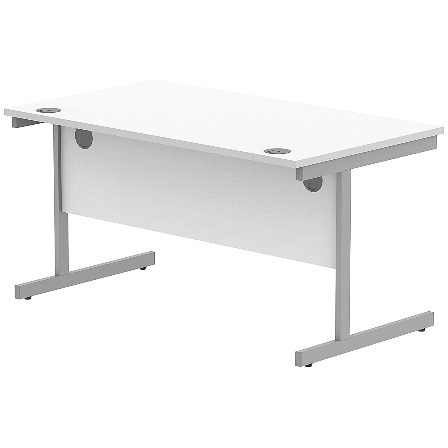 Astin 1400mm Rectangular Desk, Silver Cantilever Legs, White