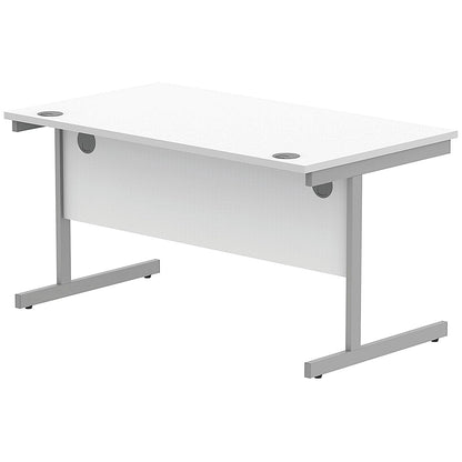 Astin 1400mm Rectangular Desk, Silver Cantilever Legs, White