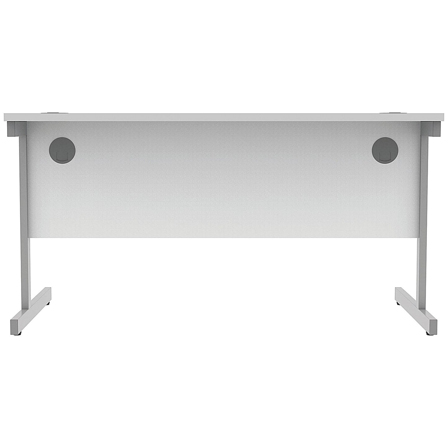 Astin 1400mm Rectangular Desk, Silver Cantilever Legs, White