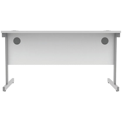 Astin 1400mm Rectangular Desk, Silver Cantilever Legs, White