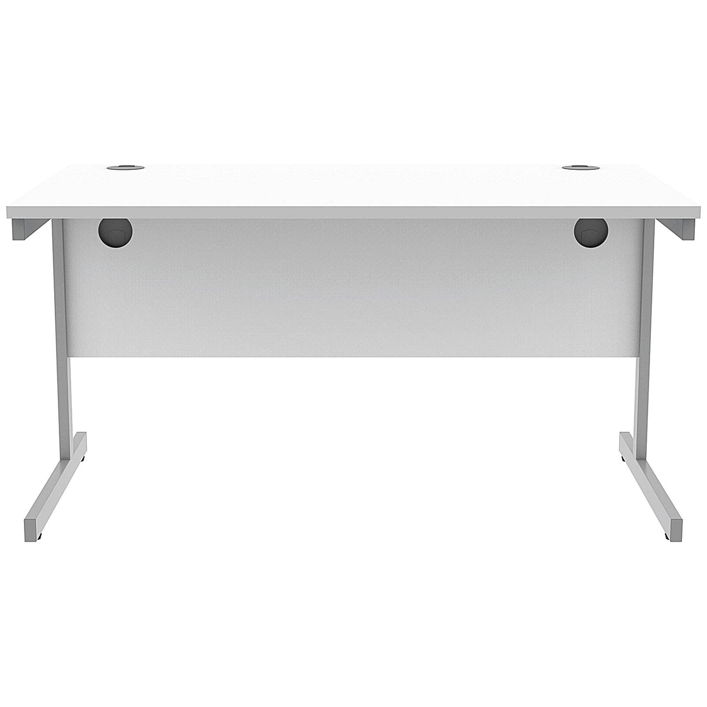 Astin 1400mm Rectangular Desk, Silver Cantilever Legs, White