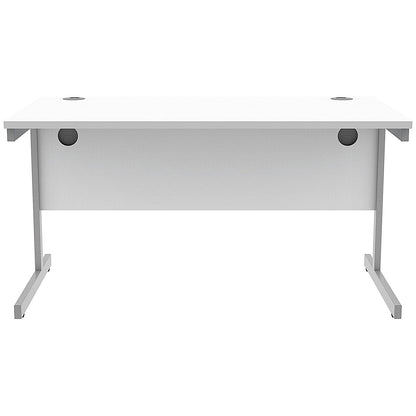 Astin 1400mm Rectangular Desk, Silver Cantilever Legs, White