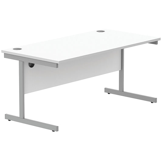 Astin 1600mm Rectangular Desk, Silver Cantilever Legs, White