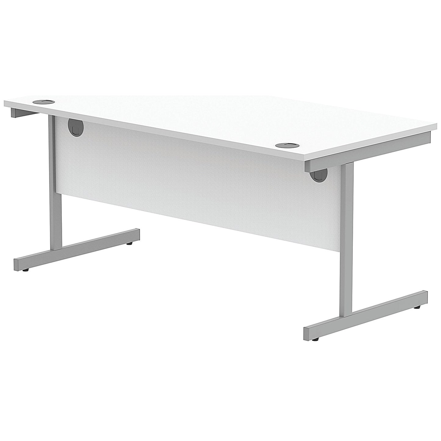 Astin 1600mm Rectangular Desk, Silver Cantilever Legs, White