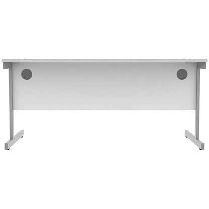 Astin 1600mm Rectangular Desk, Silver Cantilever Legs, White