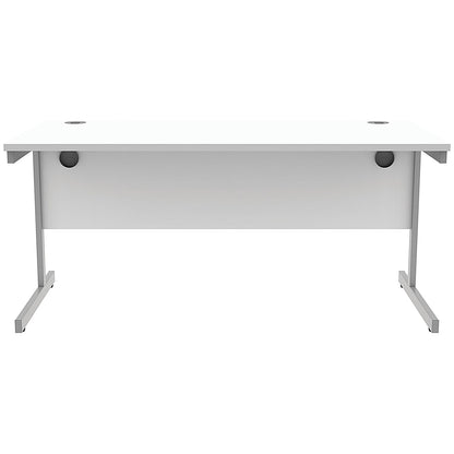 Astin 1600mm Rectangular Desk, Silver Cantilever Legs, White