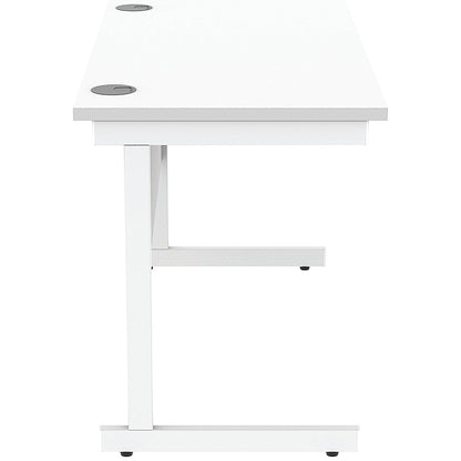 Astin 1200mm Slim Rectangular Desk, White Cantilever Legs, White