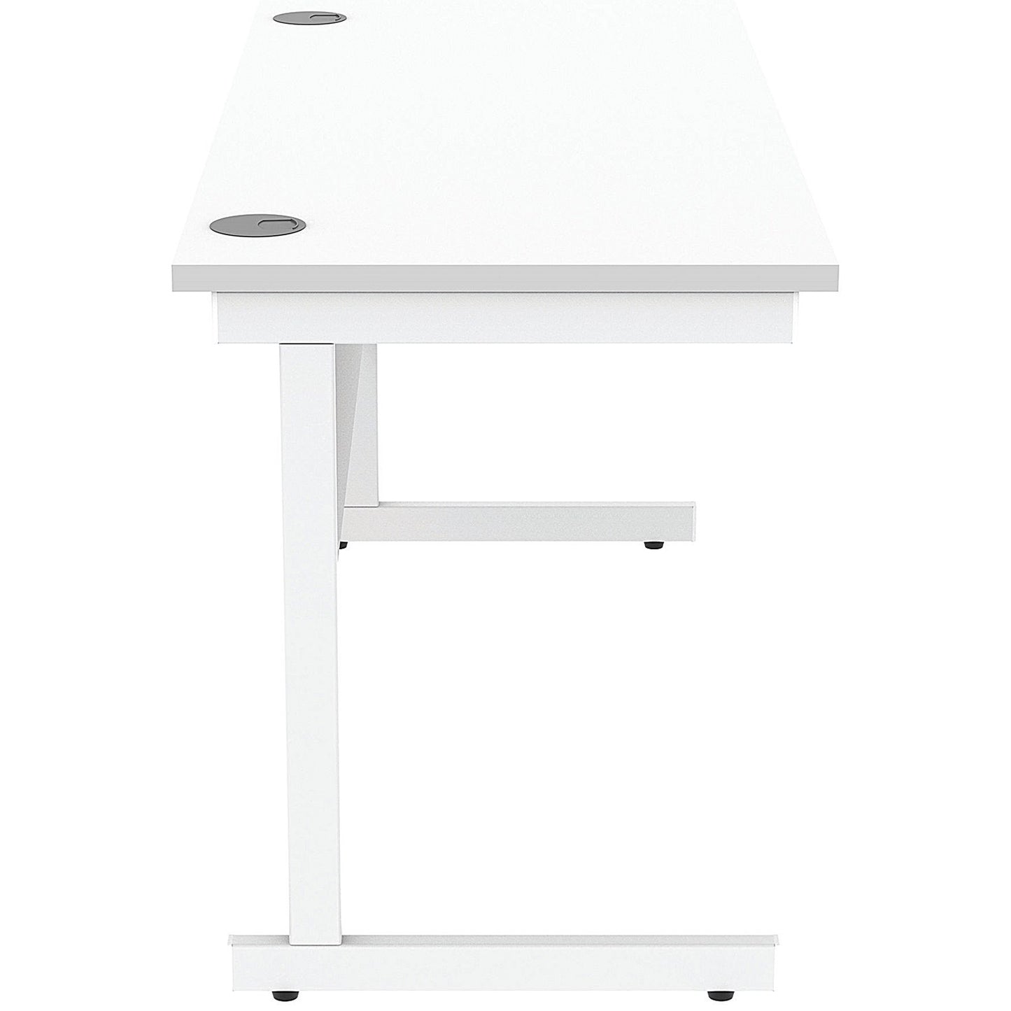 Astin 1400mm Slim Rectangular Desk, White Cantilever Legs, White